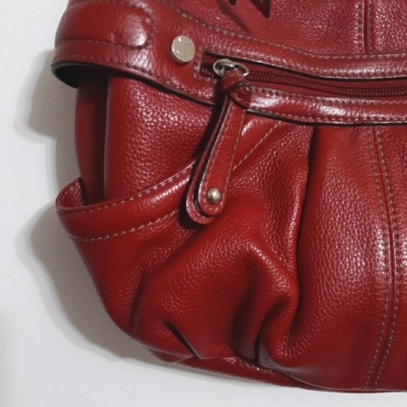 Tignanello red shoulder bag pebbled leather Y2K 90s style - Picture 5 of 15